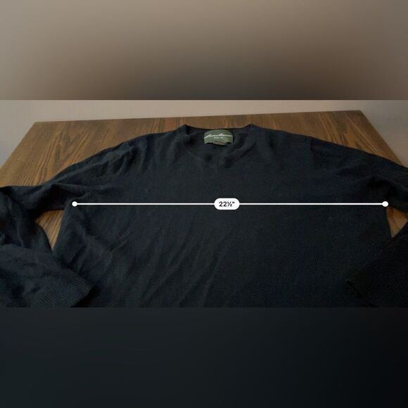 Eddie Bauer Men's Cotton Cashmere Sweater XL black v neck - Picture 8 of 11
